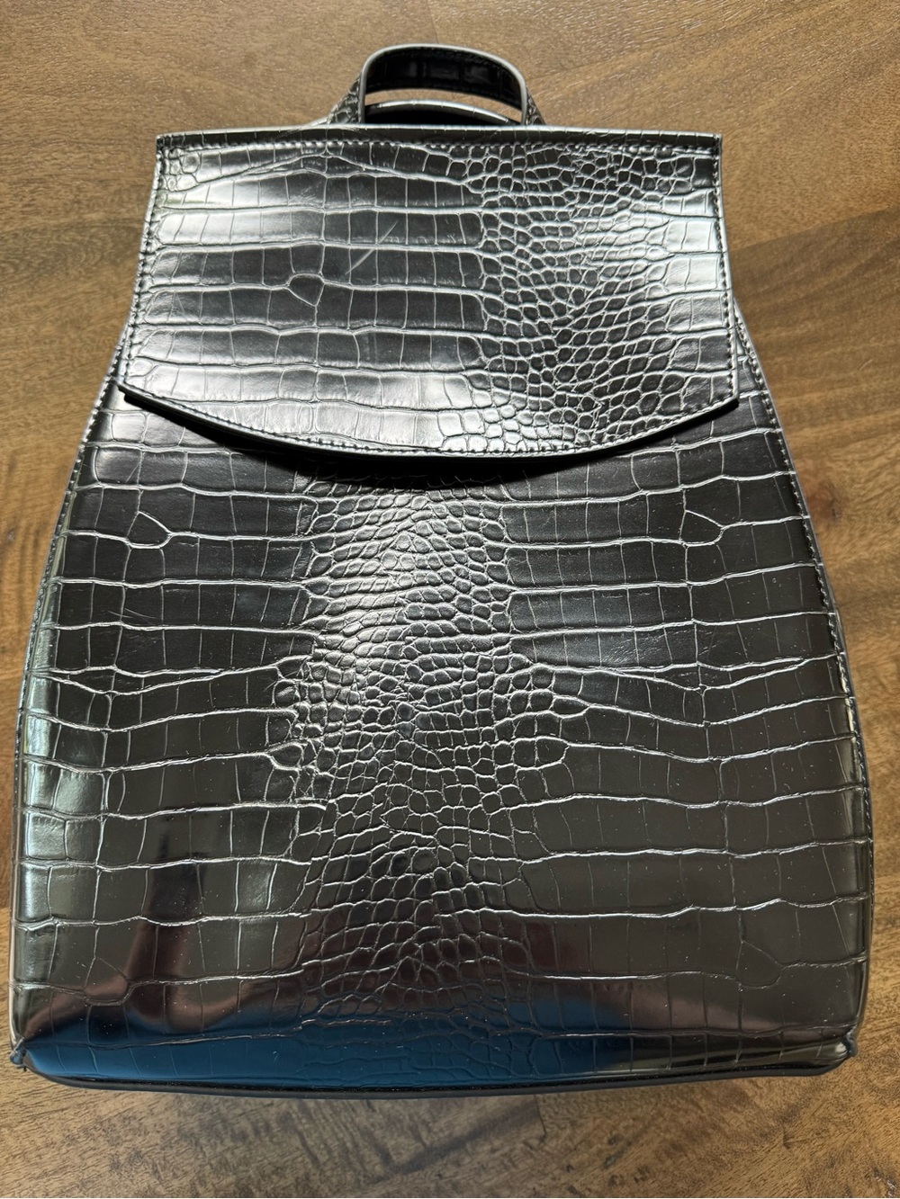 ASOS Black Croc-Embossed Backpack - Picture 2 of 5